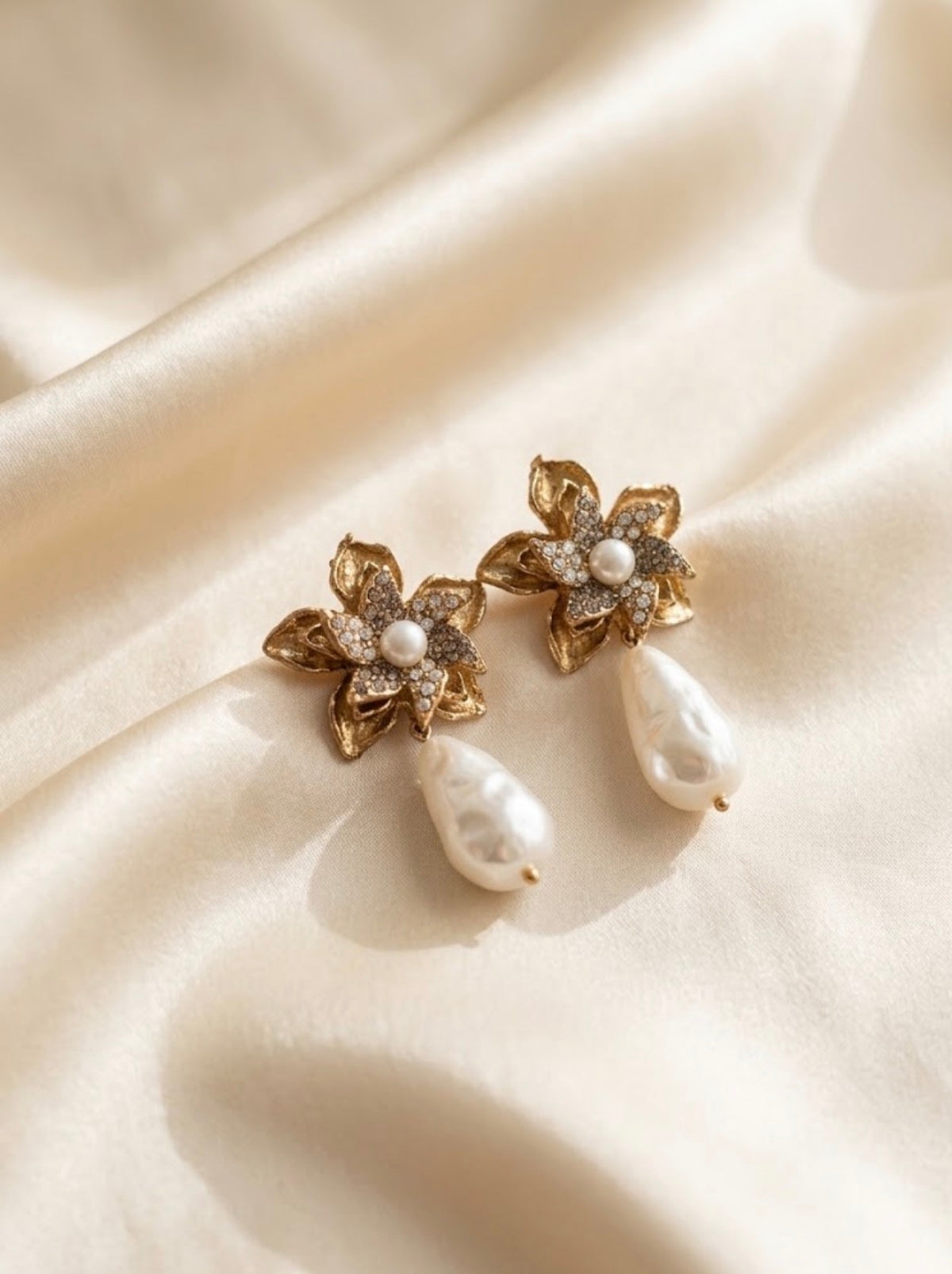 Vintage Crystal Blossom Pearl Drops