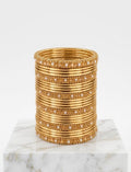 Multi-row Gold Bangle Set with Pearls
