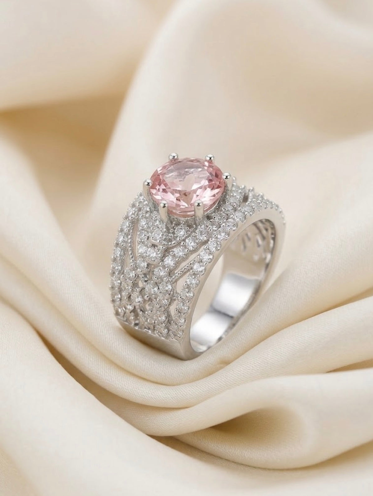 Blush Silver Pavé Ring