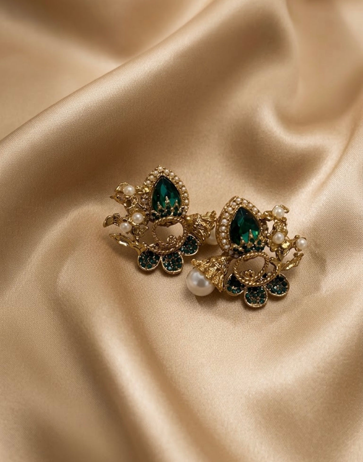 Baroque Emerald Crystal Earrings