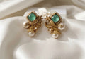Mint Green Gem & Pearl Statement Earrings