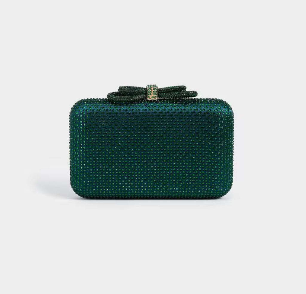 Emerald Green Bow Clutch