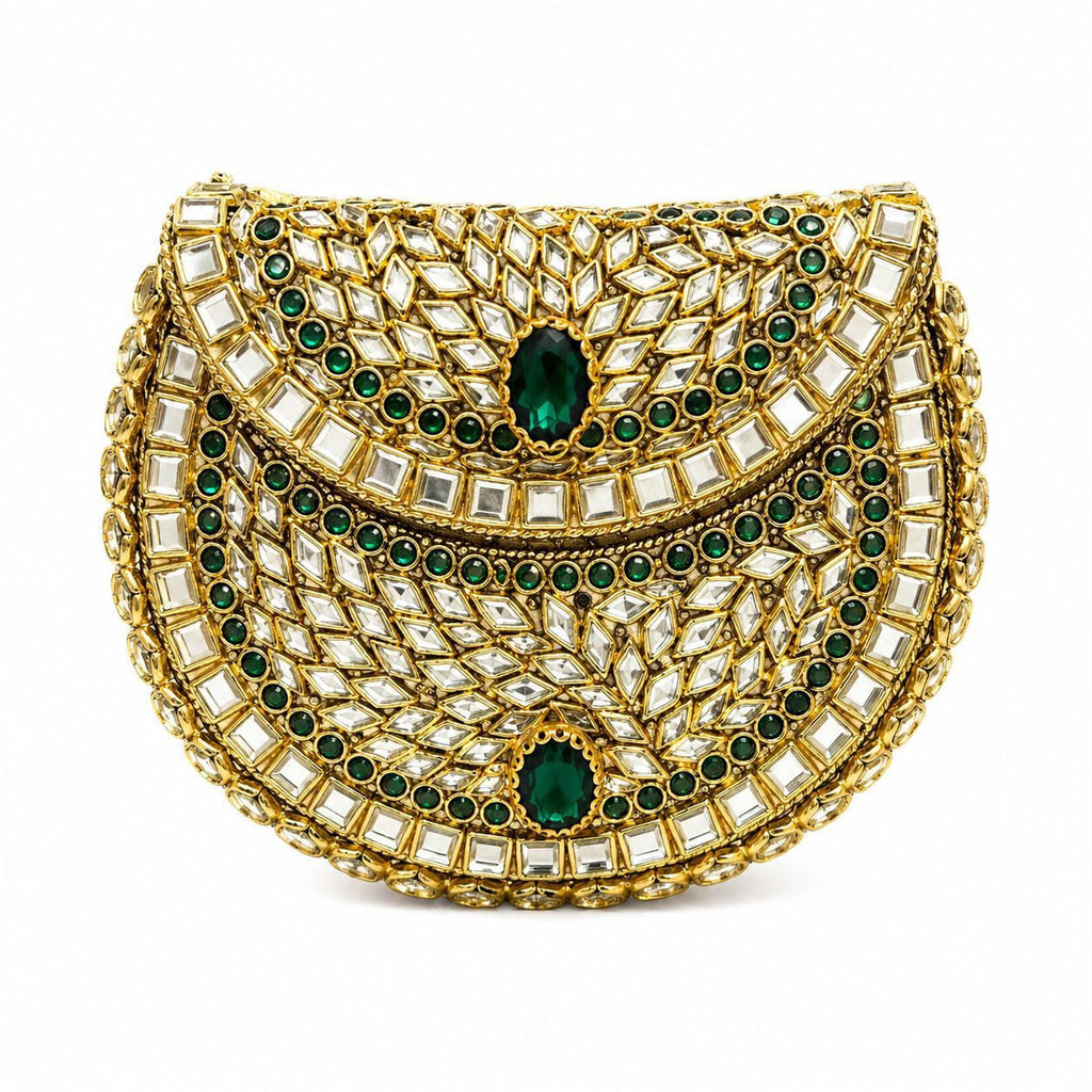 Kundan Emerald Clutch