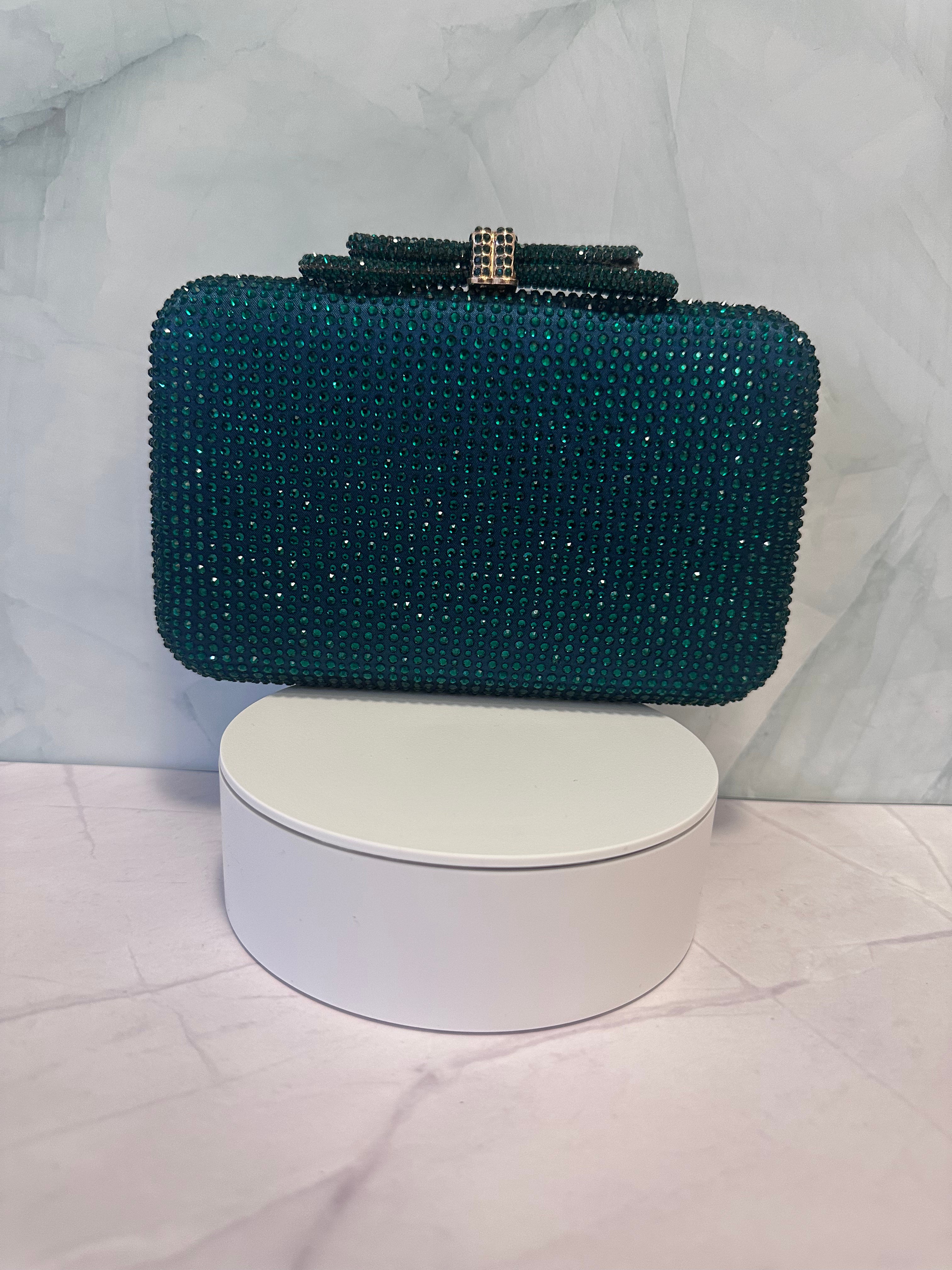 Emerald Green Bow Clutch