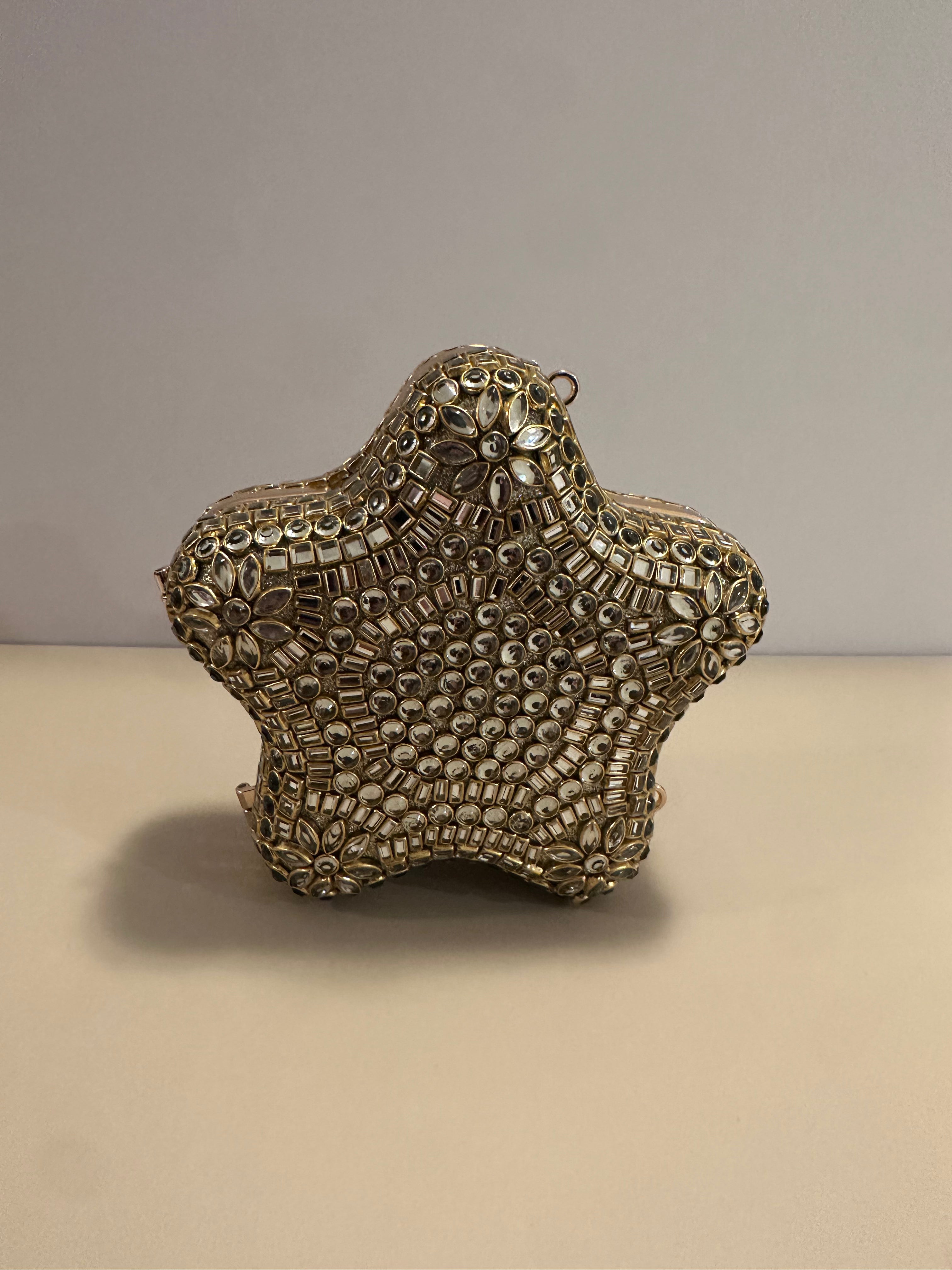 Handcrafted Kundan Gold Star Clutch