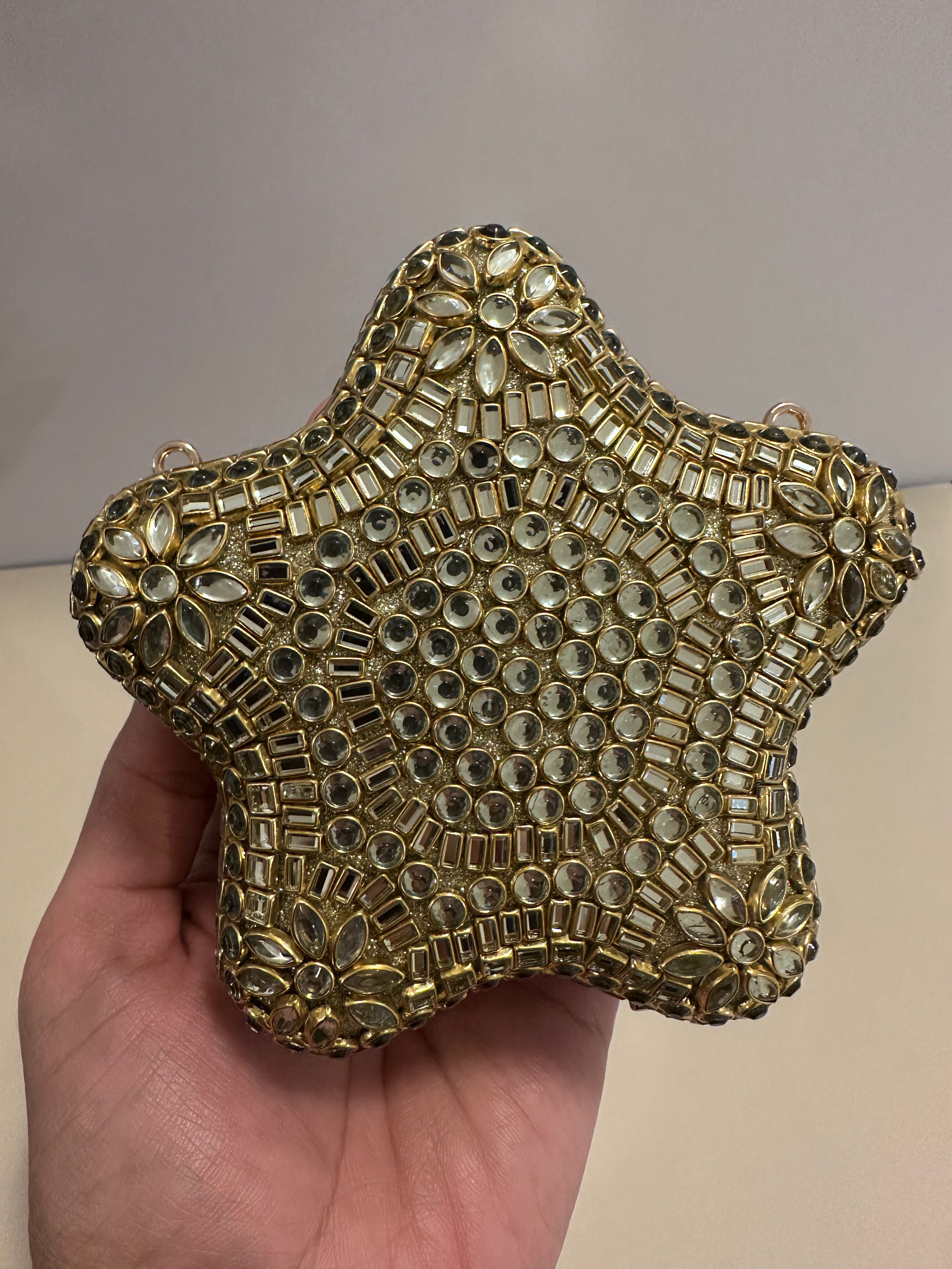 Handcrafted Kundan Gold Star Clutch