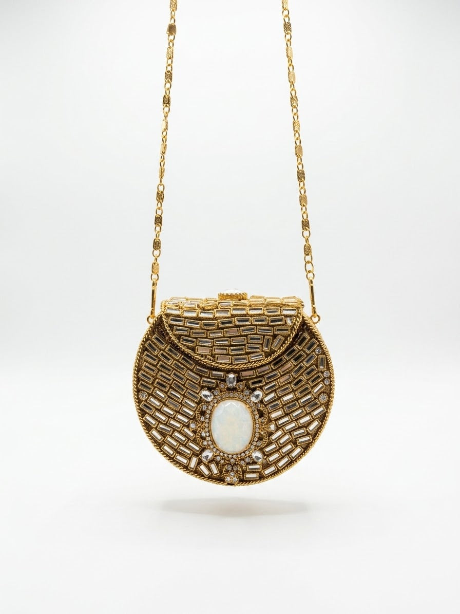 White stone turkish clutch