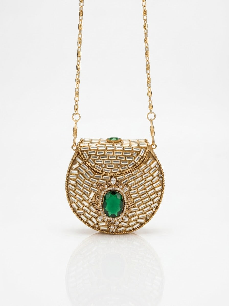 Green stone turkish clutch