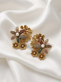 Multicolor Floral & Dragonfly Earrings
