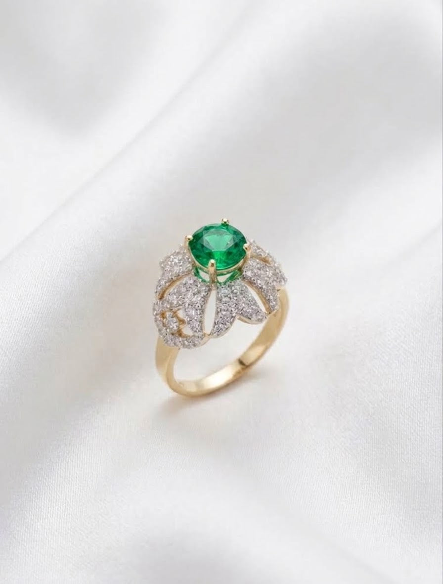 Emerald Lotus Ring