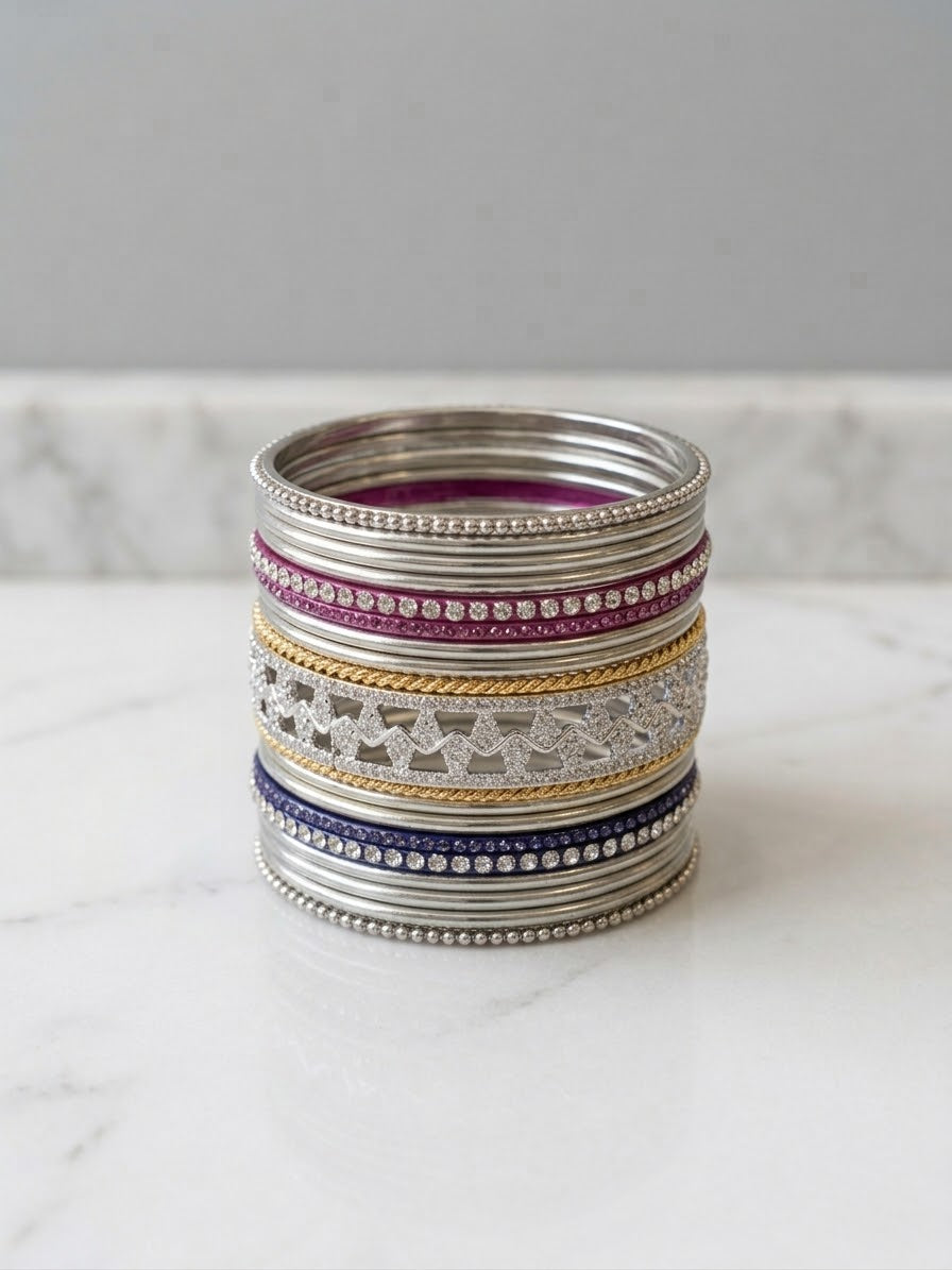Multi-colored Sparkly Bangle Set