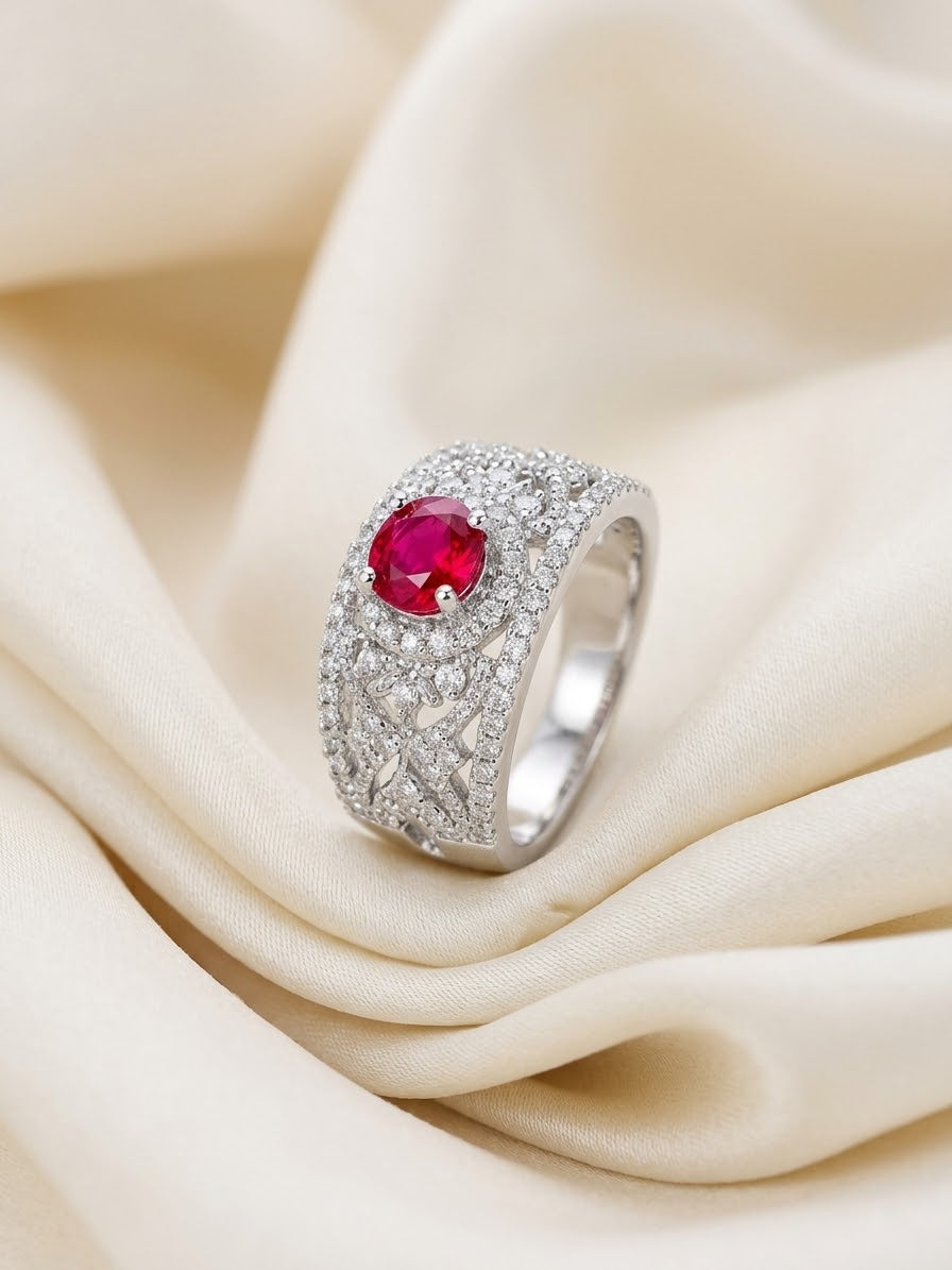 Ruby Silver Pavé Ring
