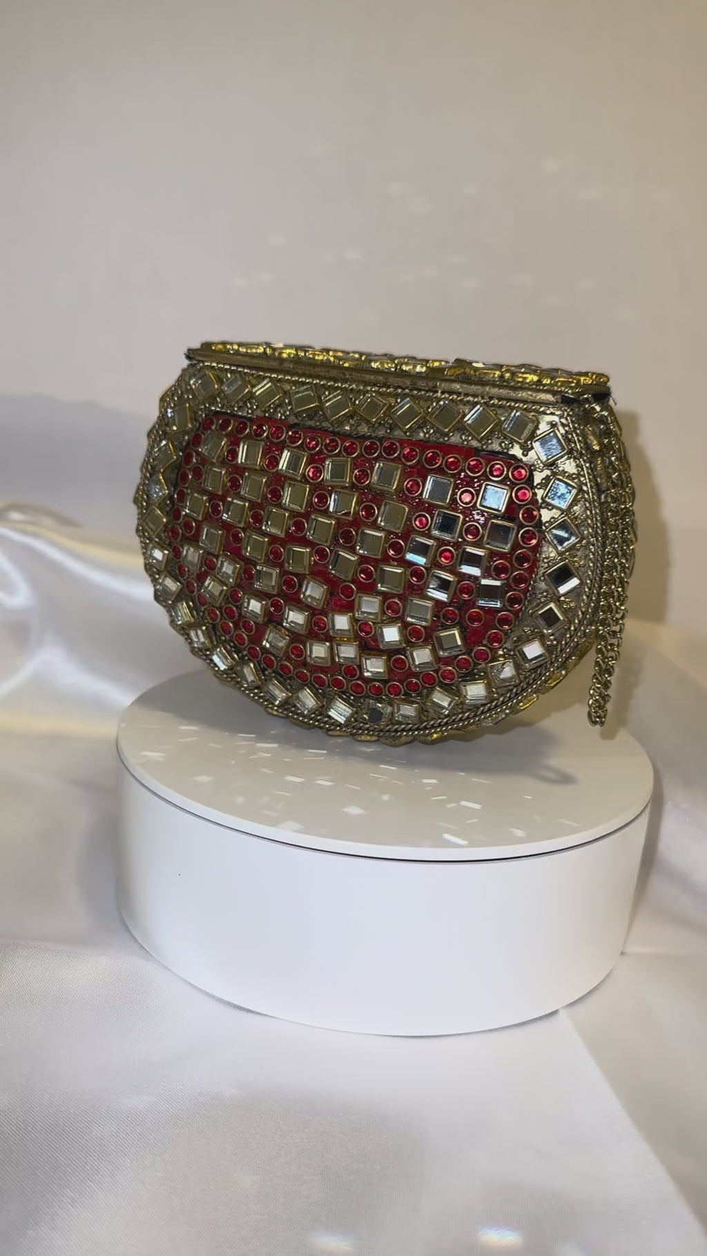 Handcrafted Kundan Ruby Clutch